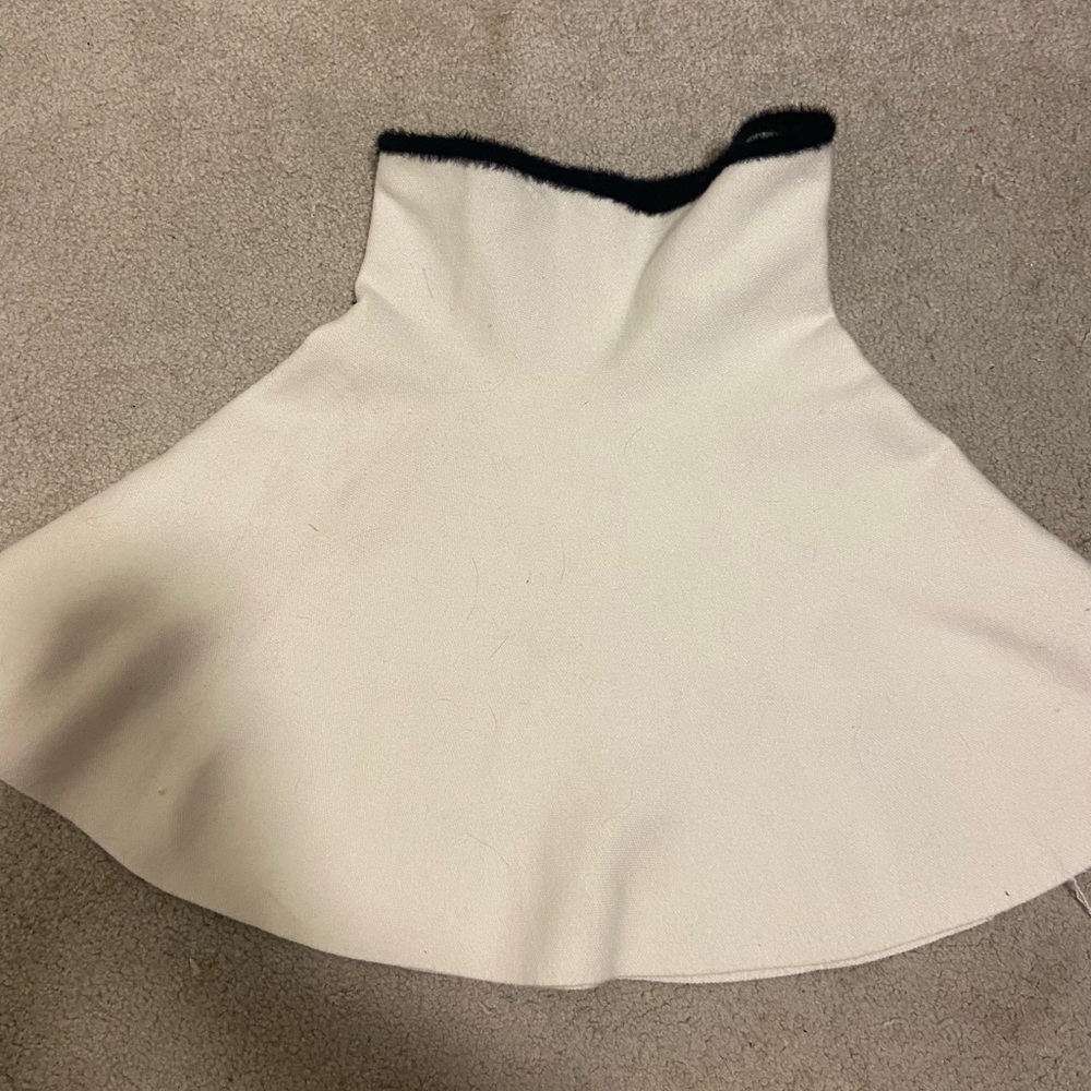 White Flared Mini Skirt with Black Trim